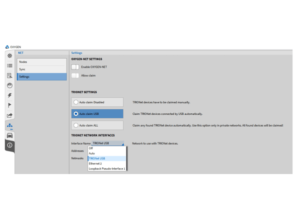在OXYGEN軟件中添加TRIONET設備